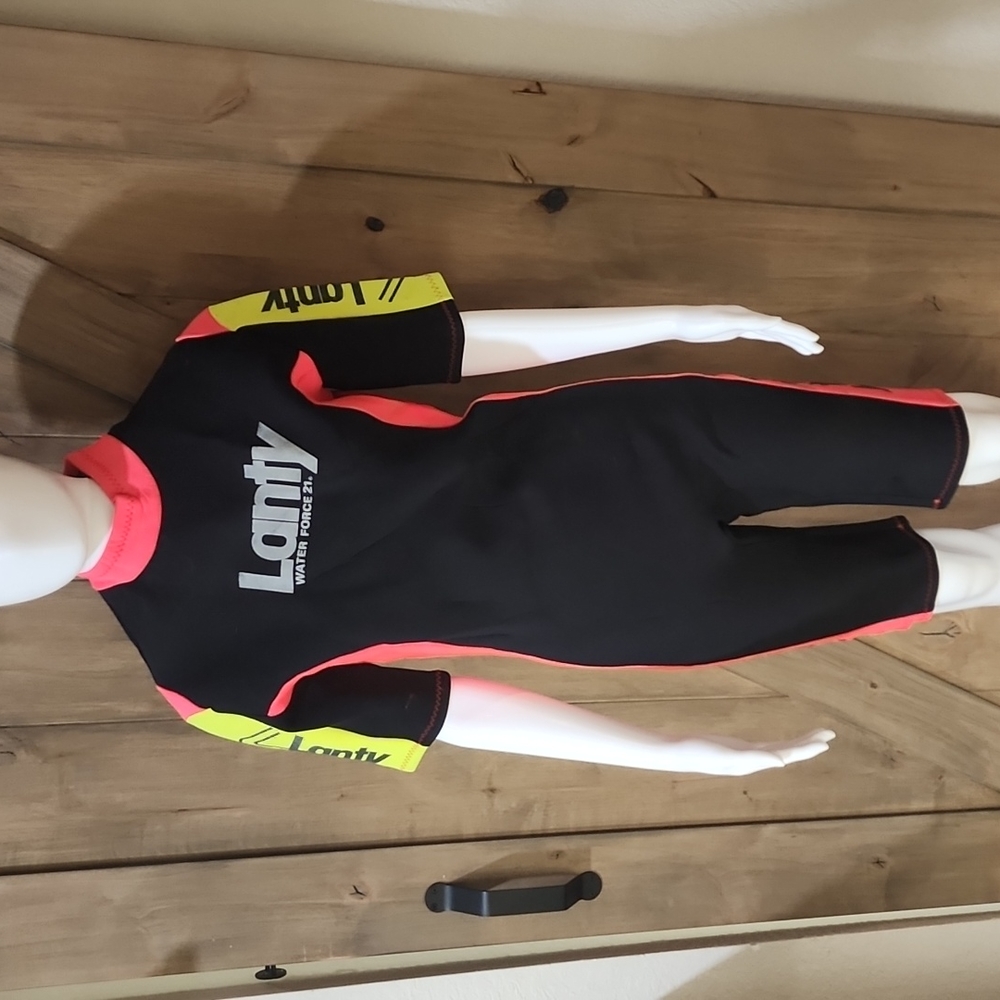Mens large Lanty wetsuit, black orange and yellow